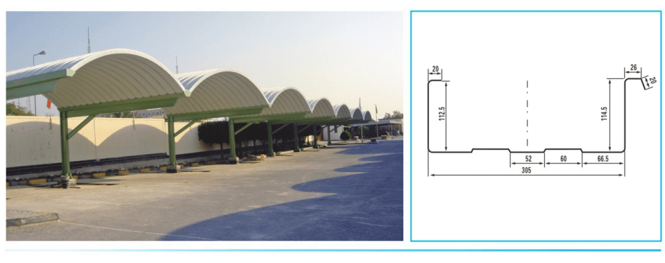 BH-600-305 Arch Sheet Roll Forming Machine — Sheet profiles produced
